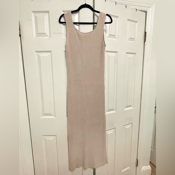 Barefoot Dreams CozyChic Ultra Lite Rib Square Neck Midi Dress - Bisque (M) - Picture 8 of 11